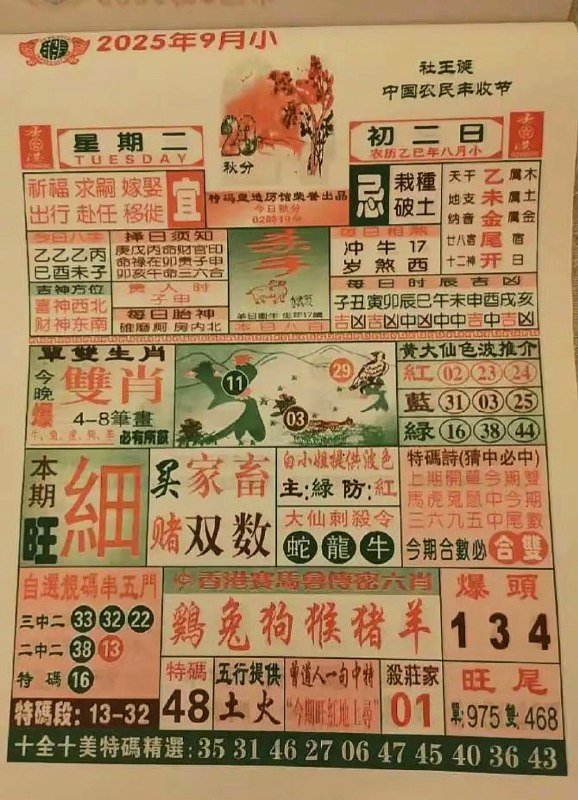 2025年9月23日，八月初二，星期二2025年9月23日，八月初二，星期二