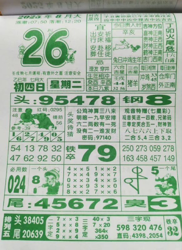 2025年8月26日，七月初四，星期二2025年8月26日，七月初四，星期二