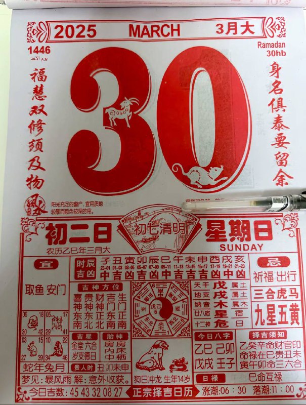 2025年3月30日，三月初二，星期日2025年3月30日，三月初二，星期日