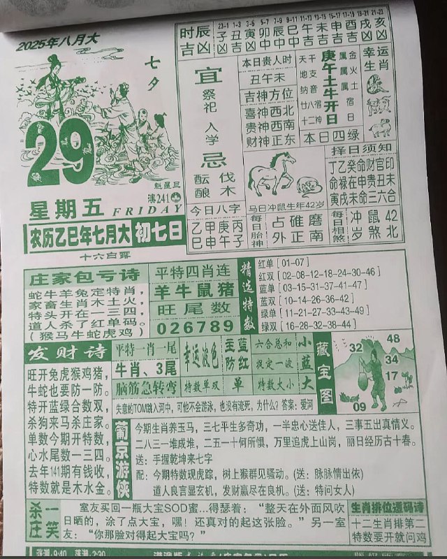 2025年8月29日，七月初七，星期五2025年8月29日，七月初七，星期五