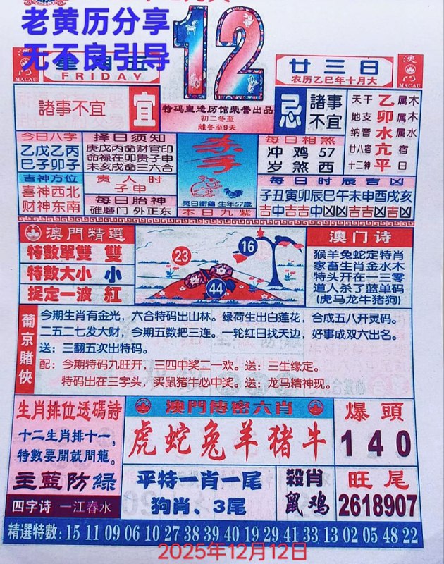 2025年12月12日.十月甘三，星期五2025年12月12日.十月甘三，星期五