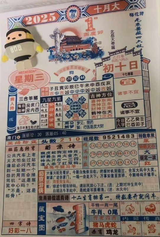 2025年10月1日，八月初十，星期三2025年10月1日，八月初十，星期三