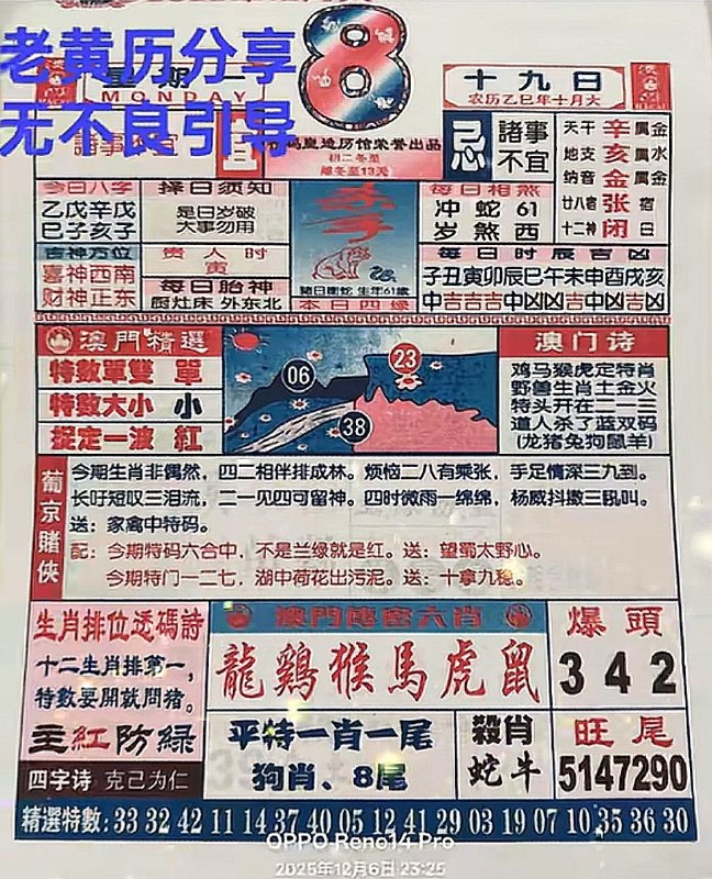2025年12月8日.十月十九，星期一2025年12月8日.十月十九，星期一