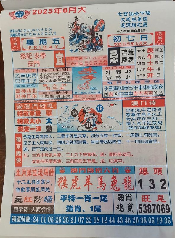 2025年8月29日，七月初七，星期五2025年8月29日，七月初七，星期五