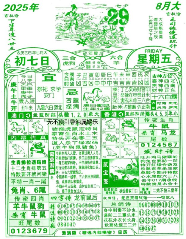 2025年8月29日，七月初七，星期五2025年8月29日，七月初七，星期五